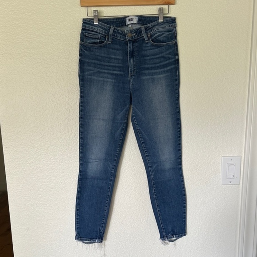 PAIGE Boston crop Ankle-Length Cropped Blue Jeans 28
